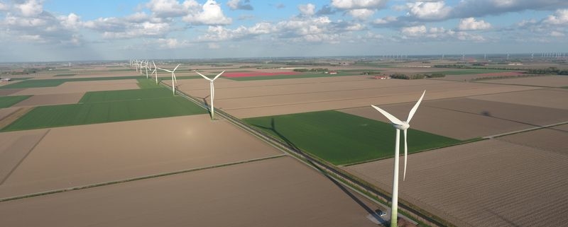 Bij de Gemeente Dronten is een nieuwe vergunning aangevraagd voor de opschaling van 7 nieuwe windturbines langs de Overijsselse tocht.