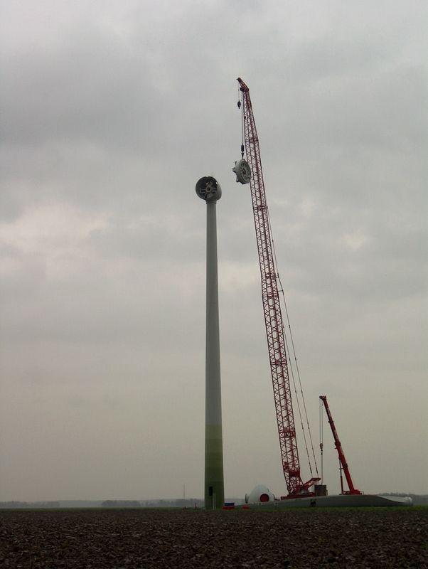 De bouw van een windturbine