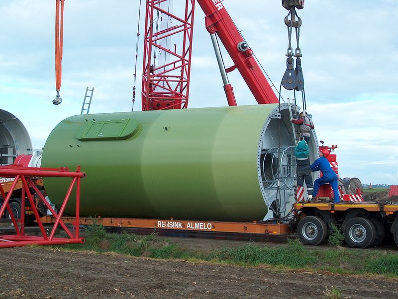 De bouw van een windturbine