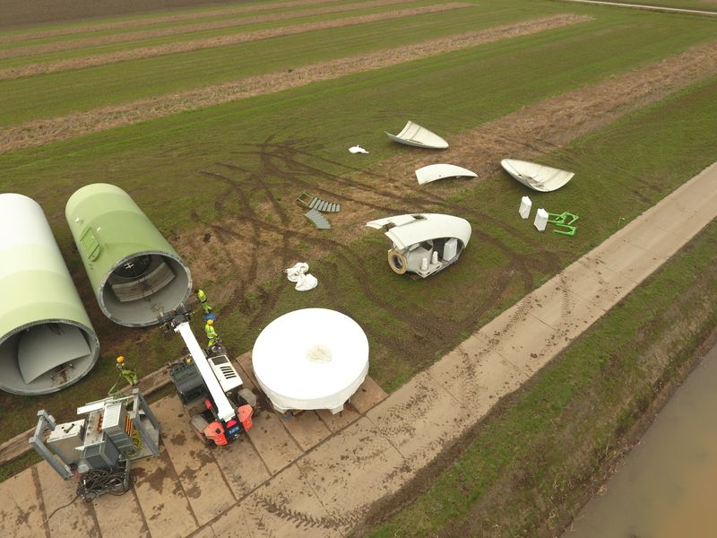 1 maart 2019; windmolen 4 transport klaar maken
