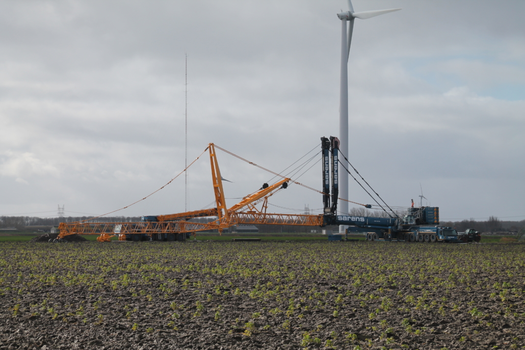 9 maart 2018; Opbouw kraan windmolen 7