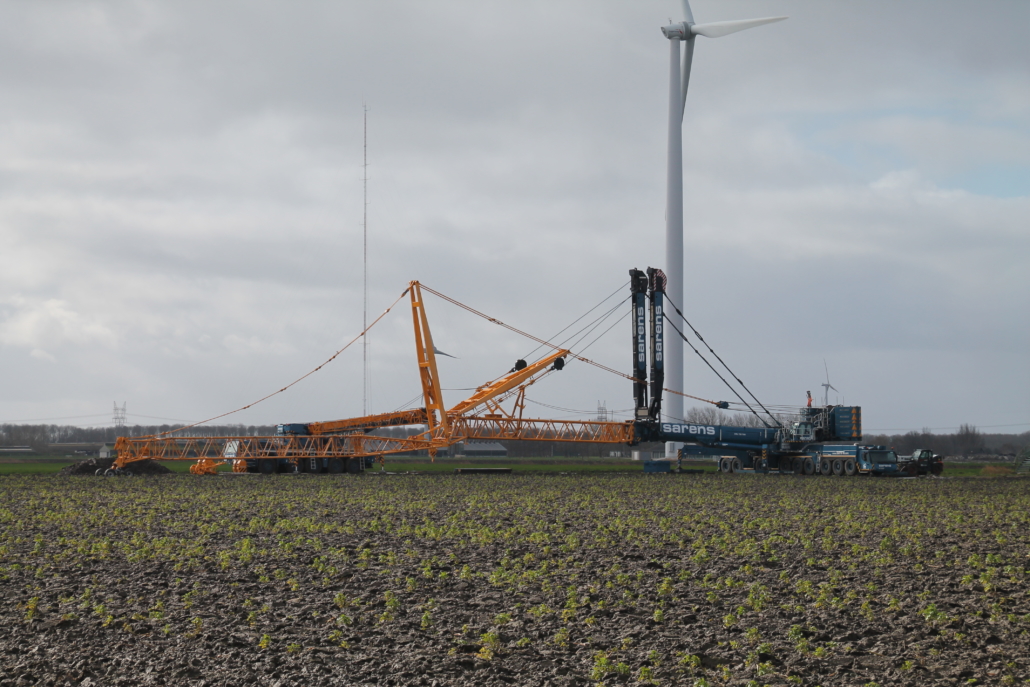 9 maart 2018; Opbouw kraan windmolen 7