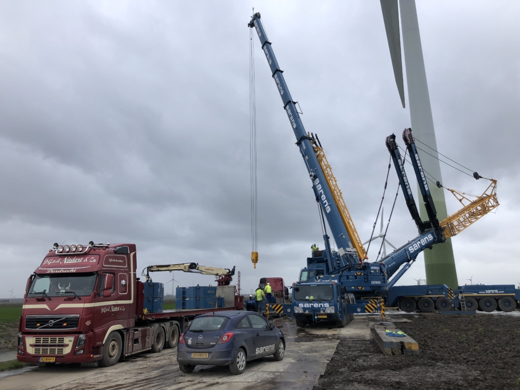 9 maart 2018; Opbouw kraan windmolen 7