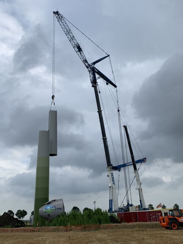 6 augustus 2019; opbouw windmolen 1