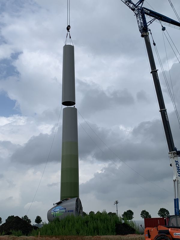 6 augustus 2019; opbouw windmolen 1