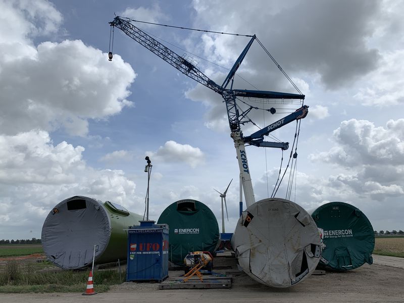 10 augustus 2019; opbouw kraan windmolen 2