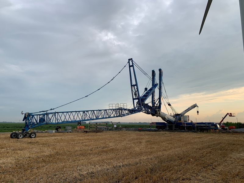 10 augustus 2019; opbouw kraan windmolen 2